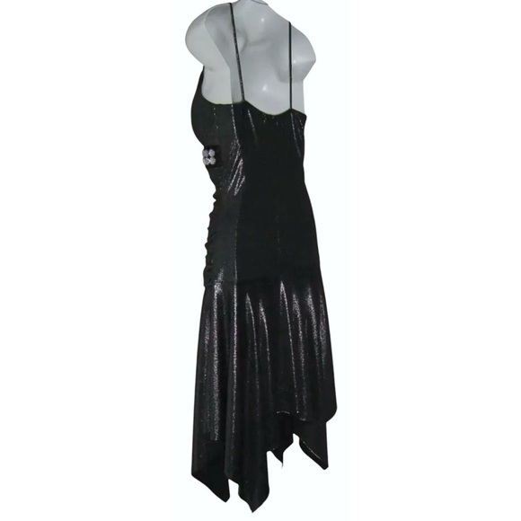 Taboo Dress Vintage 90's Gray Metallic Futuristic Fairy y2k Bling Asymmetrical M - Picture 8 of 13